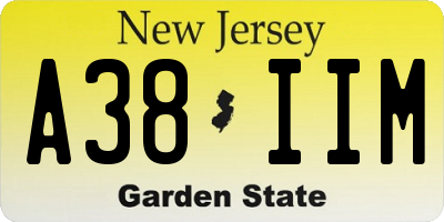 NJ license plate A38IIM