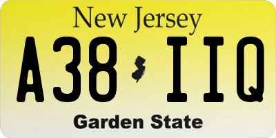 NJ license plate A38IIQ