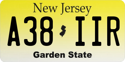 NJ license plate A38IIR