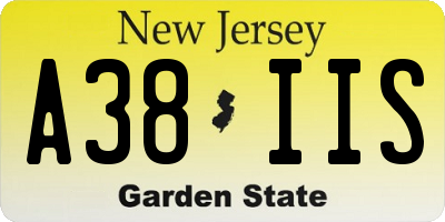 NJ license plate A38IIS