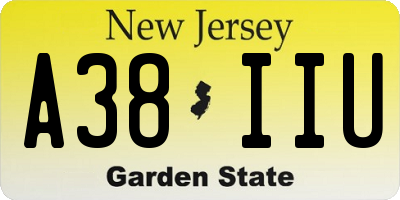 NJ license plate A38IIU