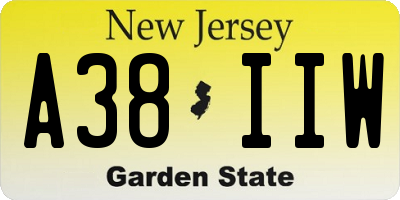 NJ license plate A38IIW