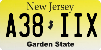 NJ license plate A38IIX