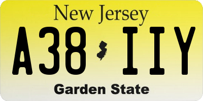 NJ license plate A38IIY