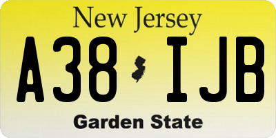 NJ license plate A38IJB
