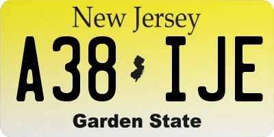 NJ license plate A38IJE