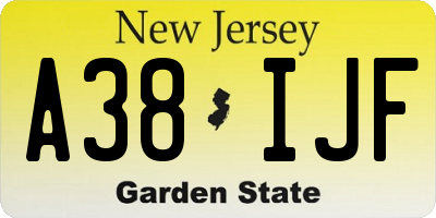 NJ license plate A38IJF