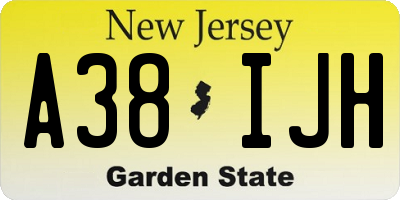 NJ license plate A38IJH