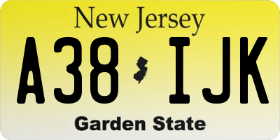 NJ license plate A38IJK