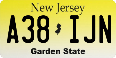 NJ license plate A38IJN