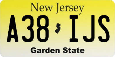 NJ license plate A38IJS
