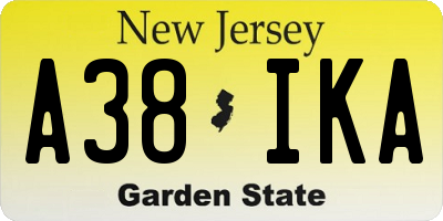 NJ license plate A38IKA