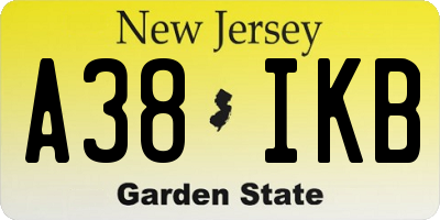 NJ license plate A38IKB