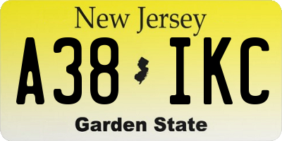 NJ license plate A38IKC