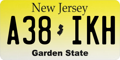 NJ license plate A38IKH