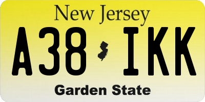 NJ license plate A38IKK