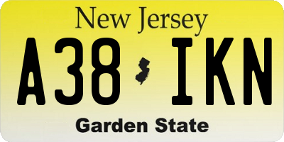 NJ license plate A38IKN