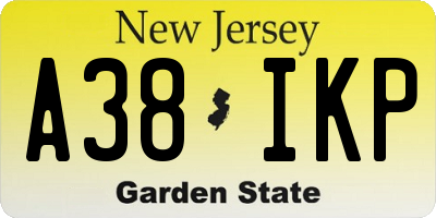 NJ license plate A38IKP