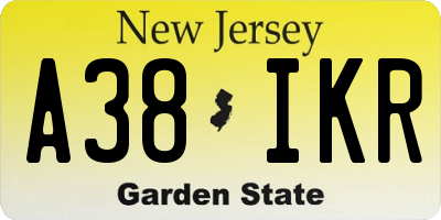 NJ license plate A38IKR
