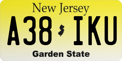 NJ license plate A38IKU