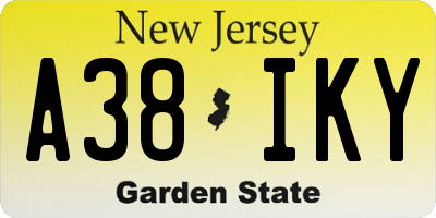 NJ license plate A38IKY