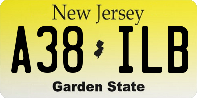 NJ license plate A38ILB