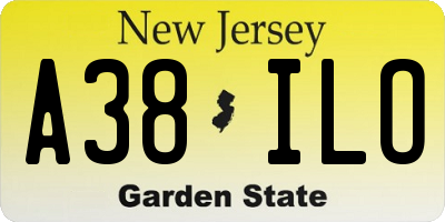 NJ license plate A38ILO