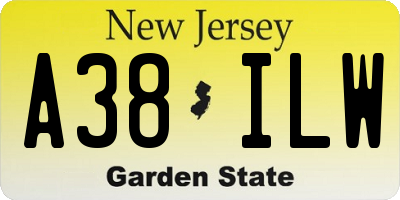 NJ license plate A38ILW