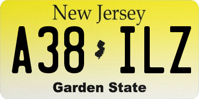 NJ license plate A38ILZ