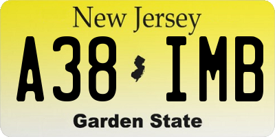 NJ license plate A38IMB