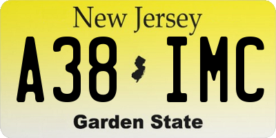 NJ license plate A38IMC