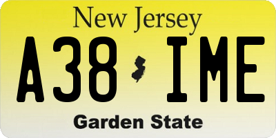 NJ license plate A38IME