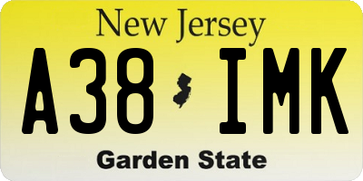 NJ license plate A38IMK