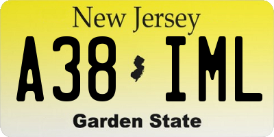 NJ license plate A38IML