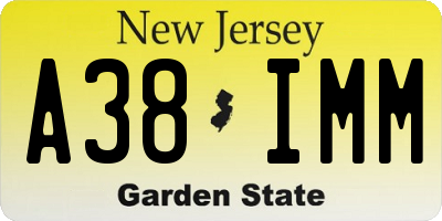 NJ license plate A38IMM