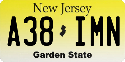 NJ license plate A38IMN