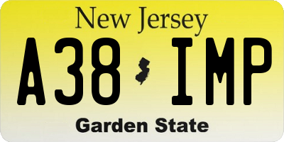 NJ license plate A38IMP