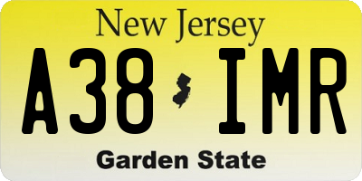 NJ license plate A38IMR