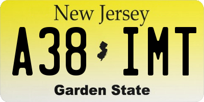 NJ license plate A38IMT
