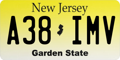 NJ license plate A38IMV