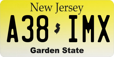 NJ license plate A38IMX