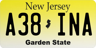 NJ license plate A38INA