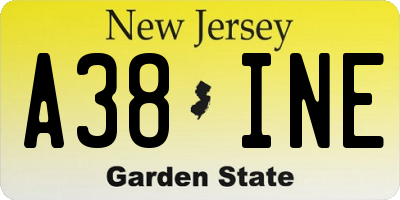 NJ license plate A38INE