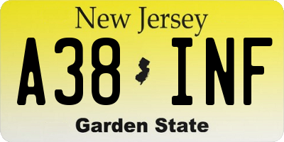 NJ license plate A38INF