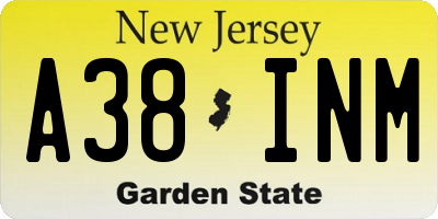 NJ license plate A38INM
