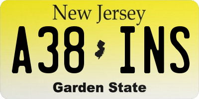 NJ license plate A38INS