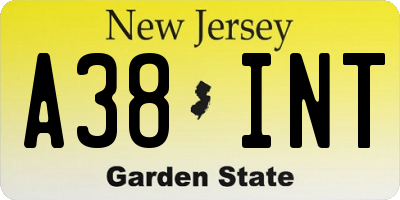 NJ license plate A38INT