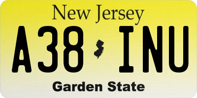 NJ license plate A38INU