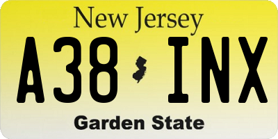 NJ license plate A38INX