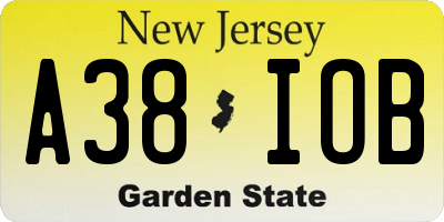 NJ license plate A38IOB